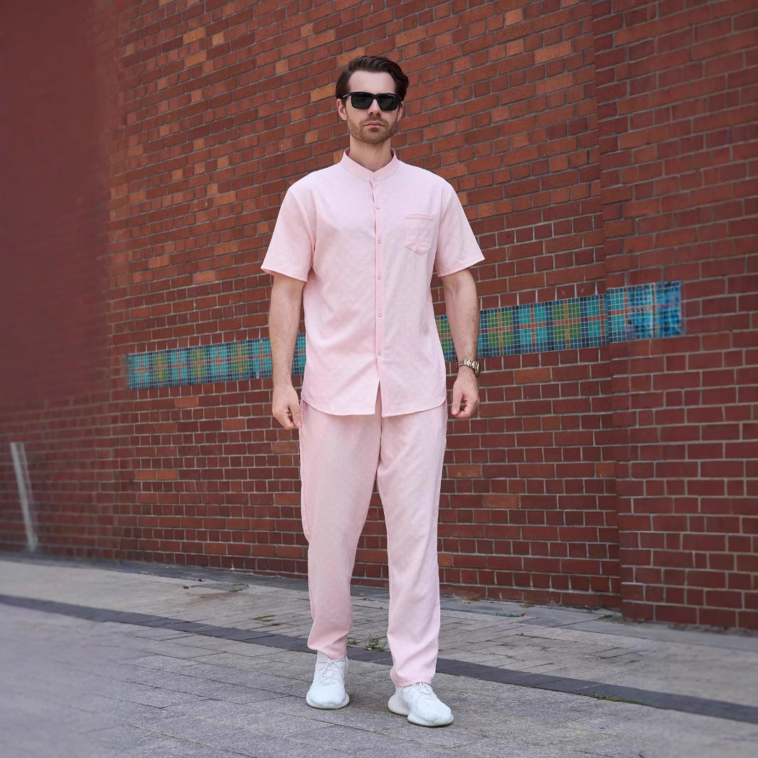 Herren bequeme Freizeitanzug mit Knopfleiste und praktischen Taschen Echoarchiv