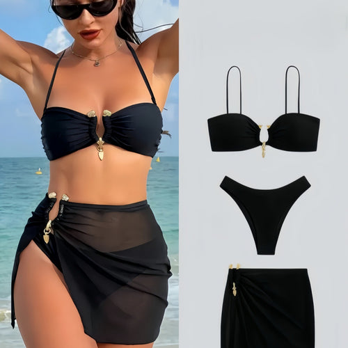 Damen Bandeau-Bikini Set mit eleganter Rock-Overlay Echo Archiv