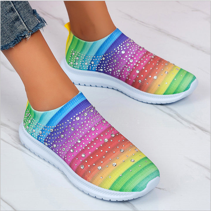 Damen Elastischer Sock-Sneaker mit Strass‑Nieten, atmungsaktivem Strickschaft und dämpfender Komfortsohle Echoarchiv