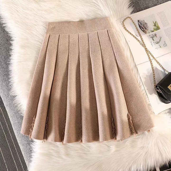 Damen Eleganter Plissee-Rock mit feinem Strickdesign Echo Archiv