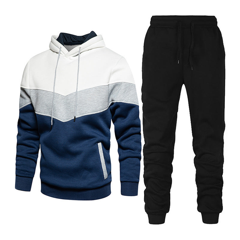 Herren athleisure-Set mit Chevron-Kapuze, fleecegefüttertem Pullover und schmal zulaufender Jogginghose – Marzano
