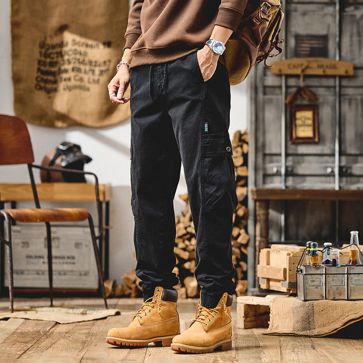 Herren Cargo-Joggerhose aus Baumwoll-Twill mit Kordelzug, Cargotaschen und elastischen Bündchen Echo Archiv