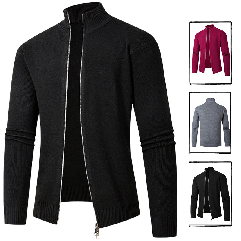 Herren modische Strickjacke mit hohem Kragen und Reißverschluss Echoarchiv