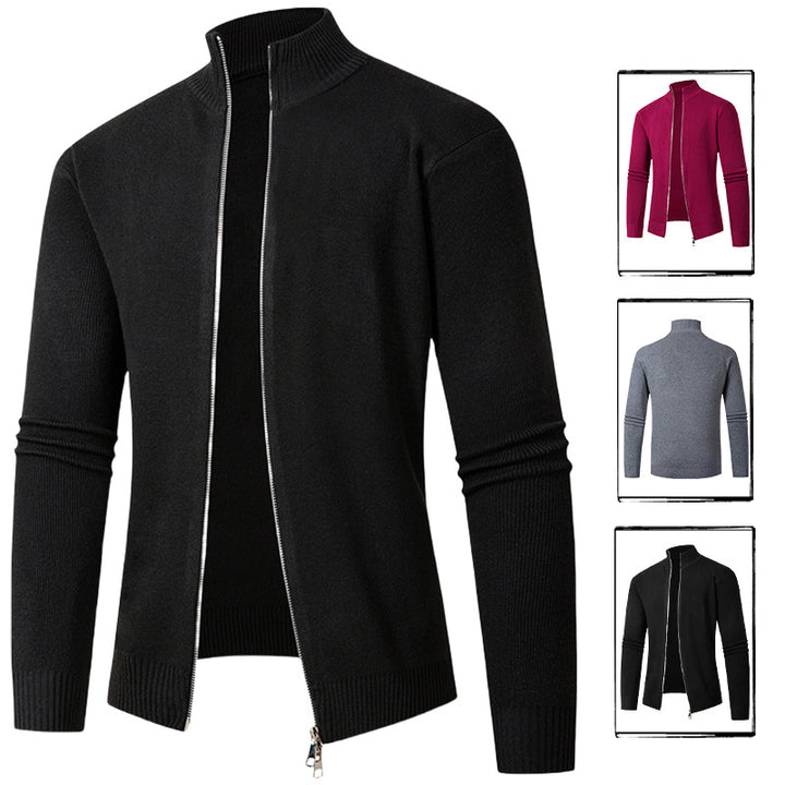 Herren modische Strickjacke mit hohem Kragen und Reißverschluss Echoarchiv