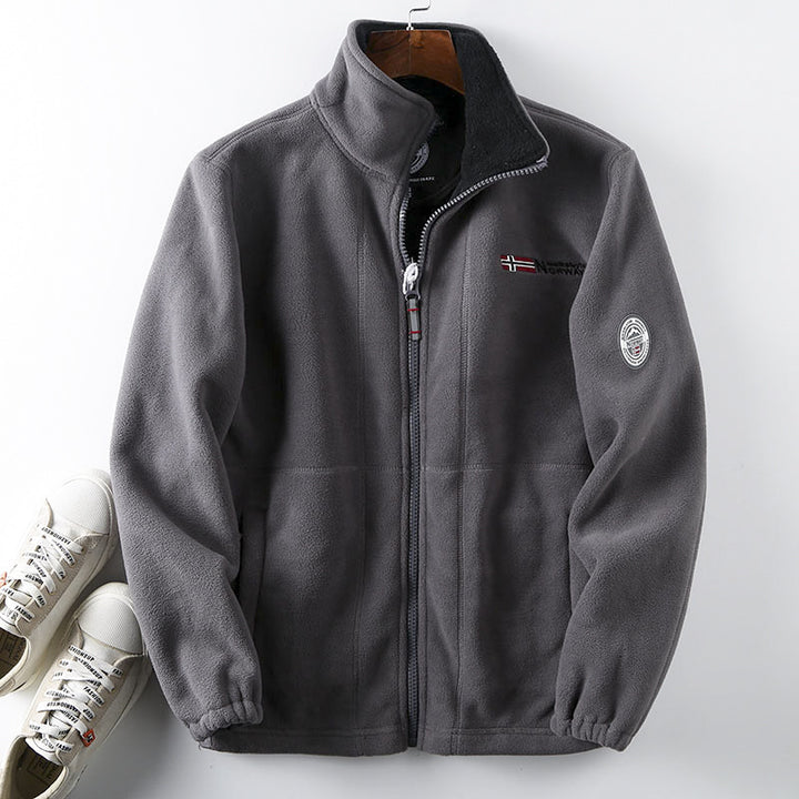 Herren nan Fleecejacke mit hohem Stehkragen, durchgehendem Reißverschluss und elastischen Bündchen Echo Archiv