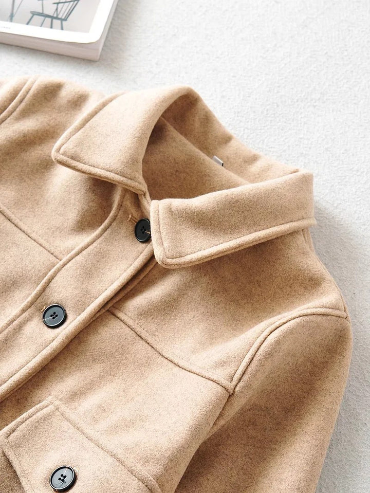 Damen Kurze Wollmix-Übergangsjacke mit aufgesetzten Pattentaschen Echo Archiv
