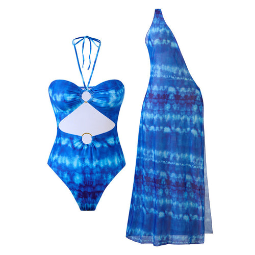 Damen Einteiler Badeanzug mit modernem Cut-Out und schickem Wickelrock Echo Archiv