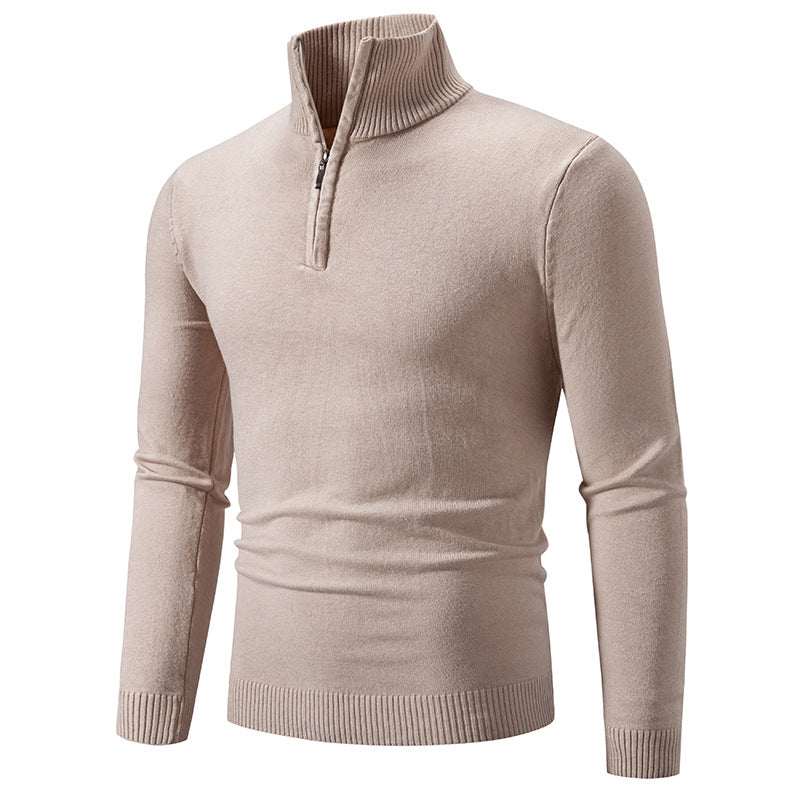 Herren nan Feinstrick-Halbzip-Pullover mit Rippen-Stehkragen und schmaler Passform Echo Archiv