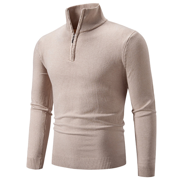 Herren nan Feinstrick-Halbzip-Pullover mit Rippen-Stehkragen und schmaler Passform Echo Archiv