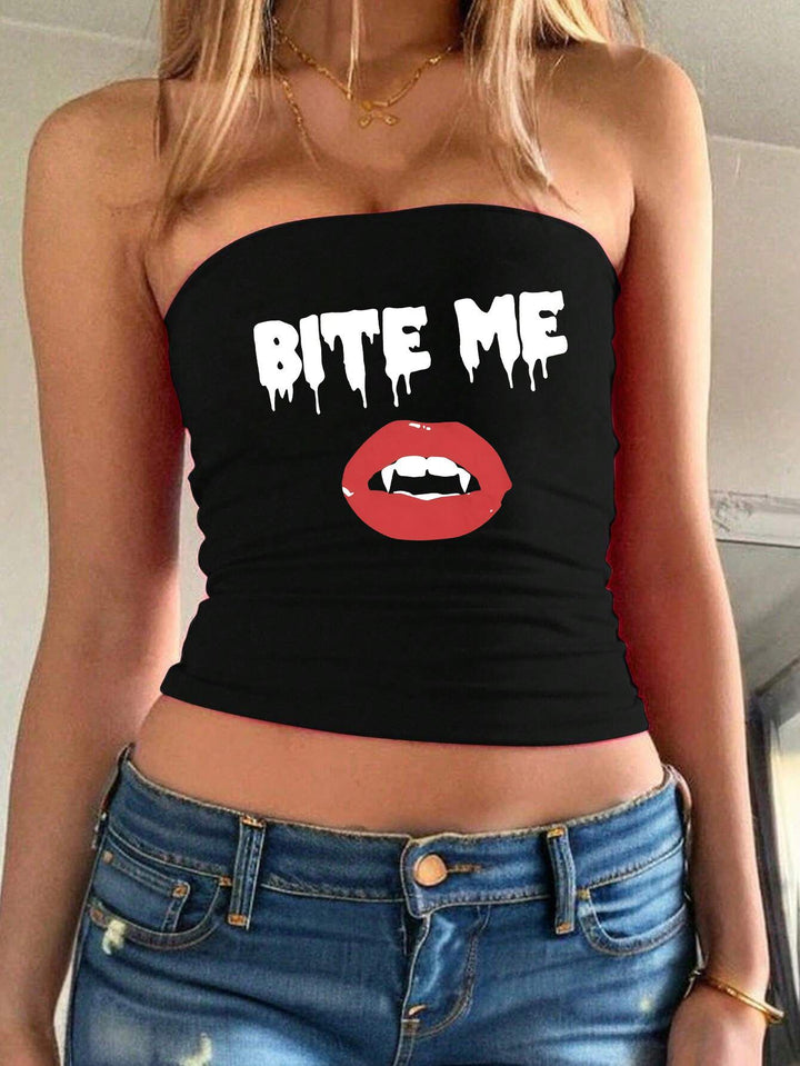 Damen Bandeau-Top mit fröhlichem Gespenster-Motiv Echo Archiv