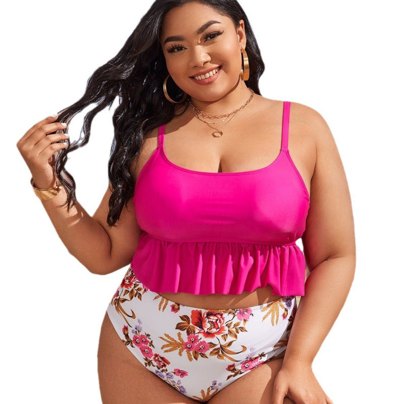 Damen Bikini-Set mit voluminösem Rüschendesign und floralem High-Waist-Slip Echo Archiv