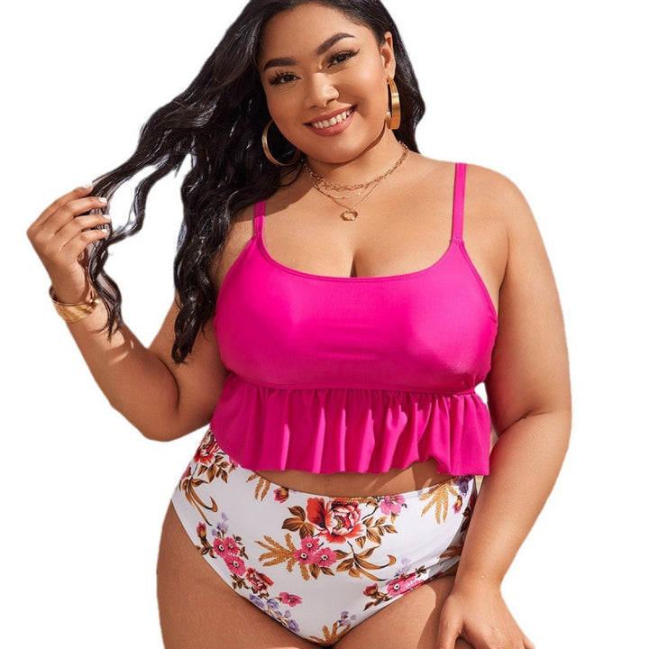 Damen Bikini-Set mit voluminösem Rüschendesign und floralem High-Waist-Slip Echo Archiv