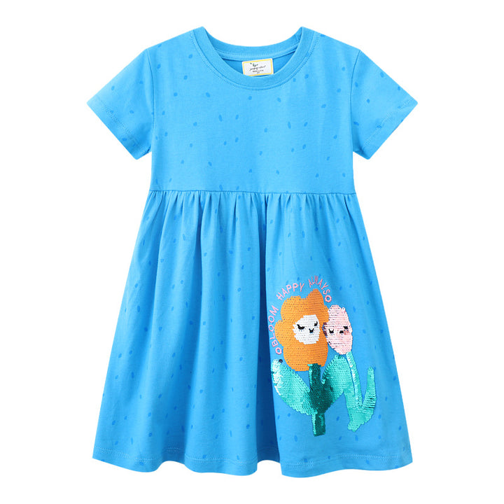 Mädchen Freizeitkleid mit fröhlichem Tiermotiv Echo Archiv