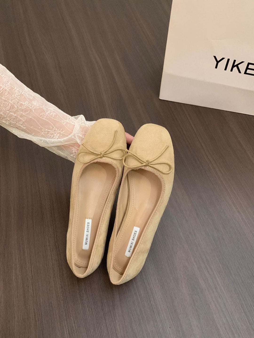 Damen Ballerinas aus hochwertigem Wildleder mit dekorativer Schleife Echoarchiv