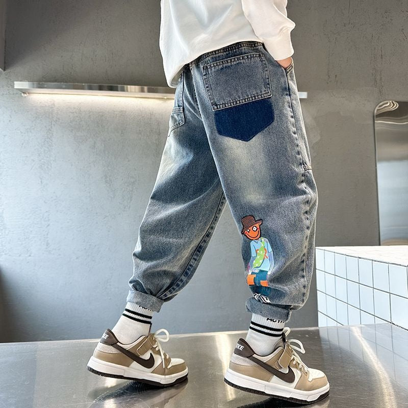Herren lässige Baggy-Jeans mit farbigen Applikationen Echo Archiv
