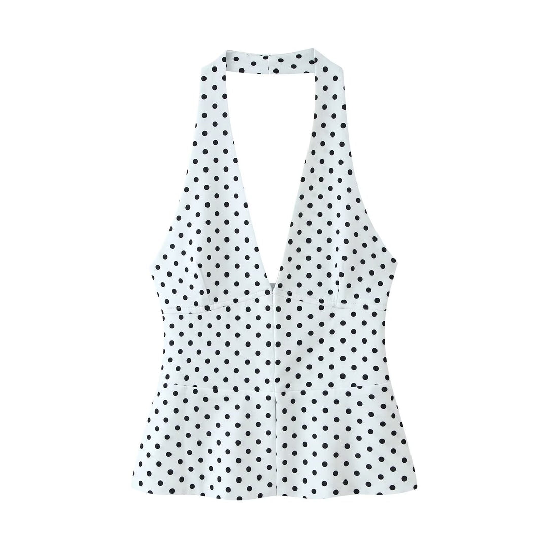 Damen Hochtaillierte Flare-Hose mit Gummibund und Polka-Dot-Print Echo Archiv