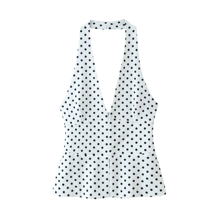 Damen Hochtaillierte Flare-Hose mit Gummibund und Polka-Dot-Print Echo Archiv