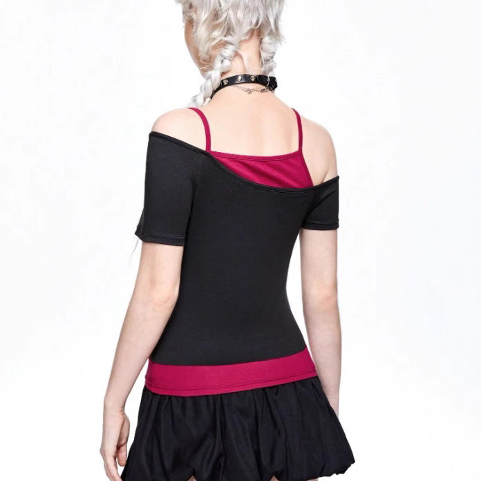 Damen Asymmetrisches Rock-T-Shirt mit grafischem Druck Echo Archiv