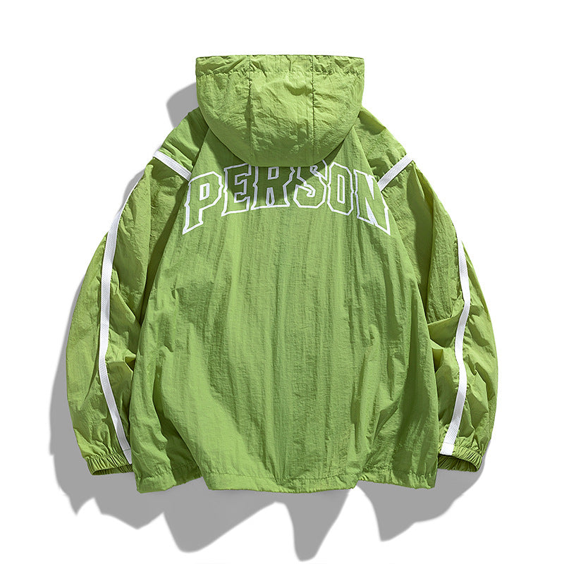 Herren lässige Windbreaker-Jacke mit verstellbarer Kapuze Echoarchiv