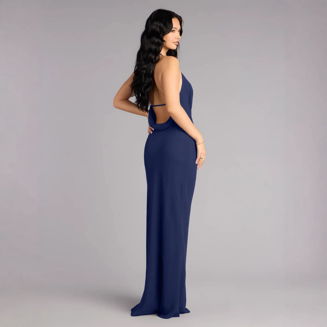 Damen elegantes Maxikleid mit einzigartigem Halterhalsschnitt Echo Archiv