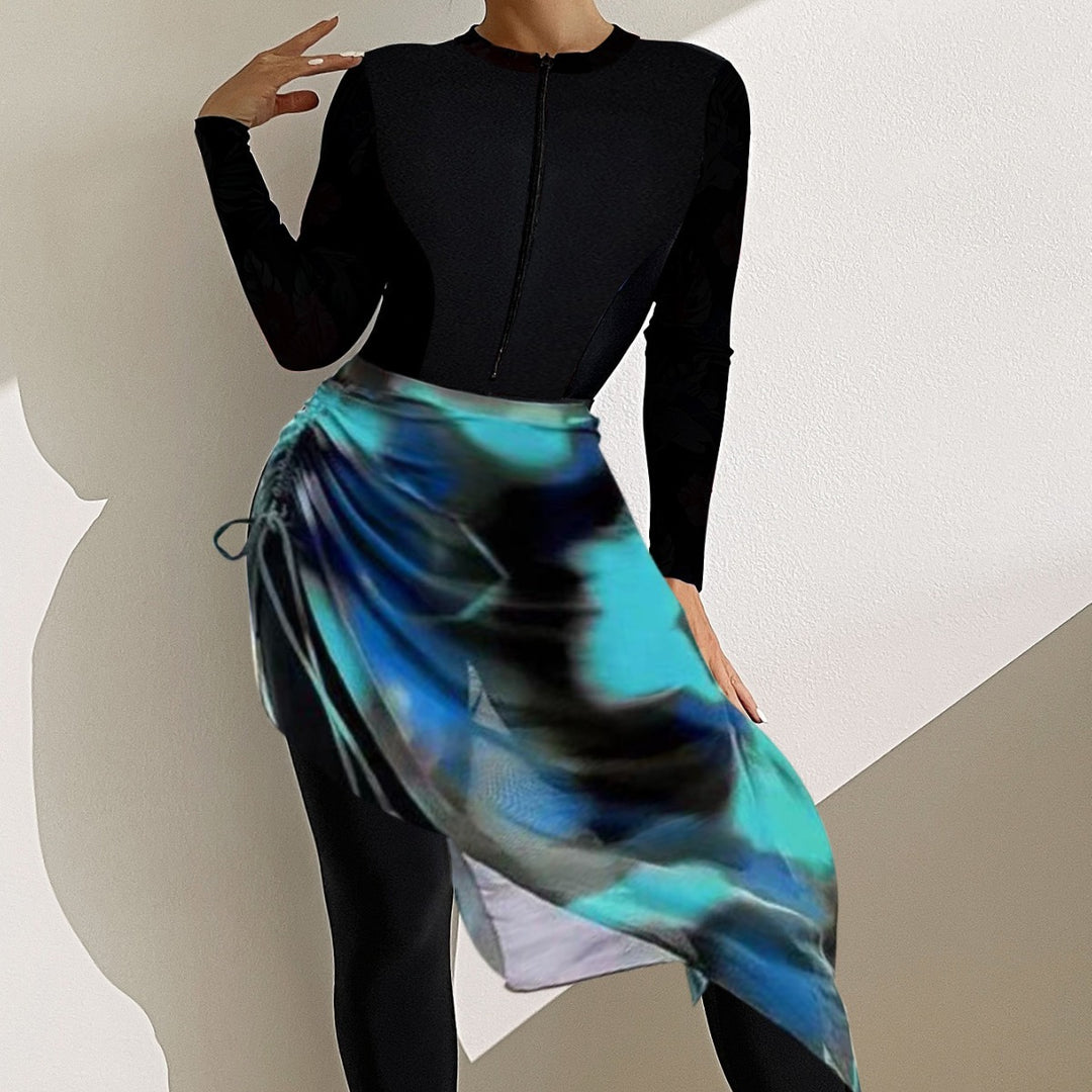 Damen sportlicher Langarm-Surfsuit mit raffinierten Wickeldetails Echo Archiv