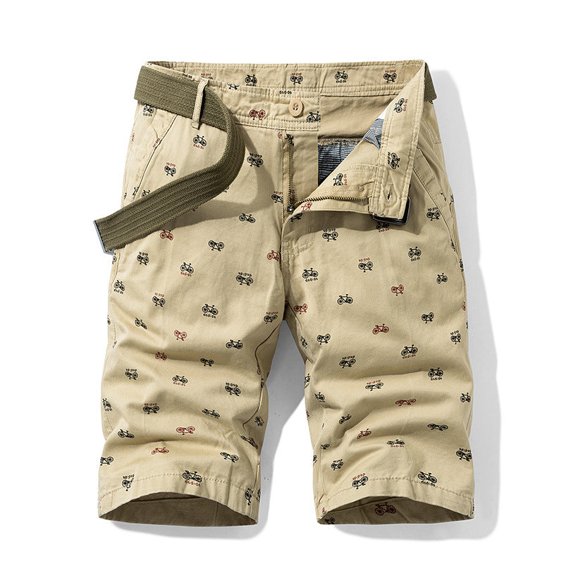 Herren Cargo-Shorts mit trendigem Fahrradmuster und verstellbarem Bund Echoarchiv