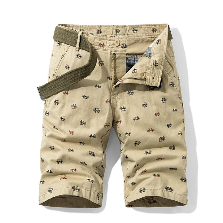 Herren Cargo-Shorts mit trendigem Fahrradmuster und verstellbarem Bund Echoarchiv