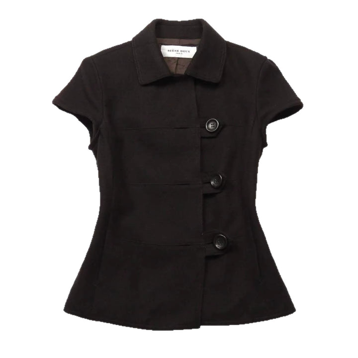Damen Figurumspielende Kurzarmjacke mit Knopfdetails Echo Archiv