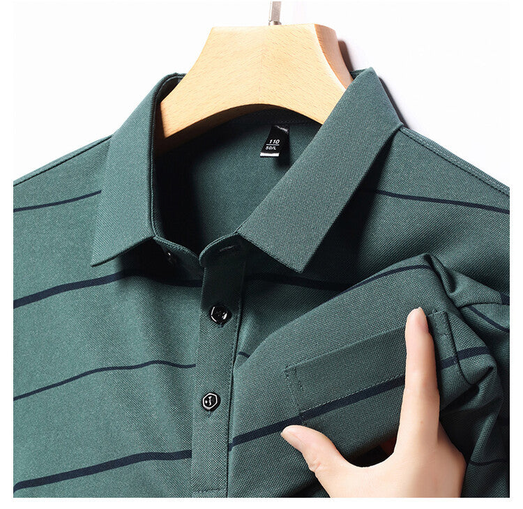 Herren elegantes Kurzarm-Poloshirt mit modischem Streifenmuster Echoarchiv