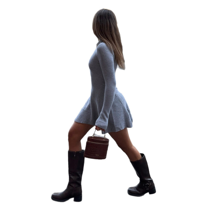 Damen nan geripptes Polokleid mit taillierter Miederform und ausgestelltem Volantrock Echo Archiv