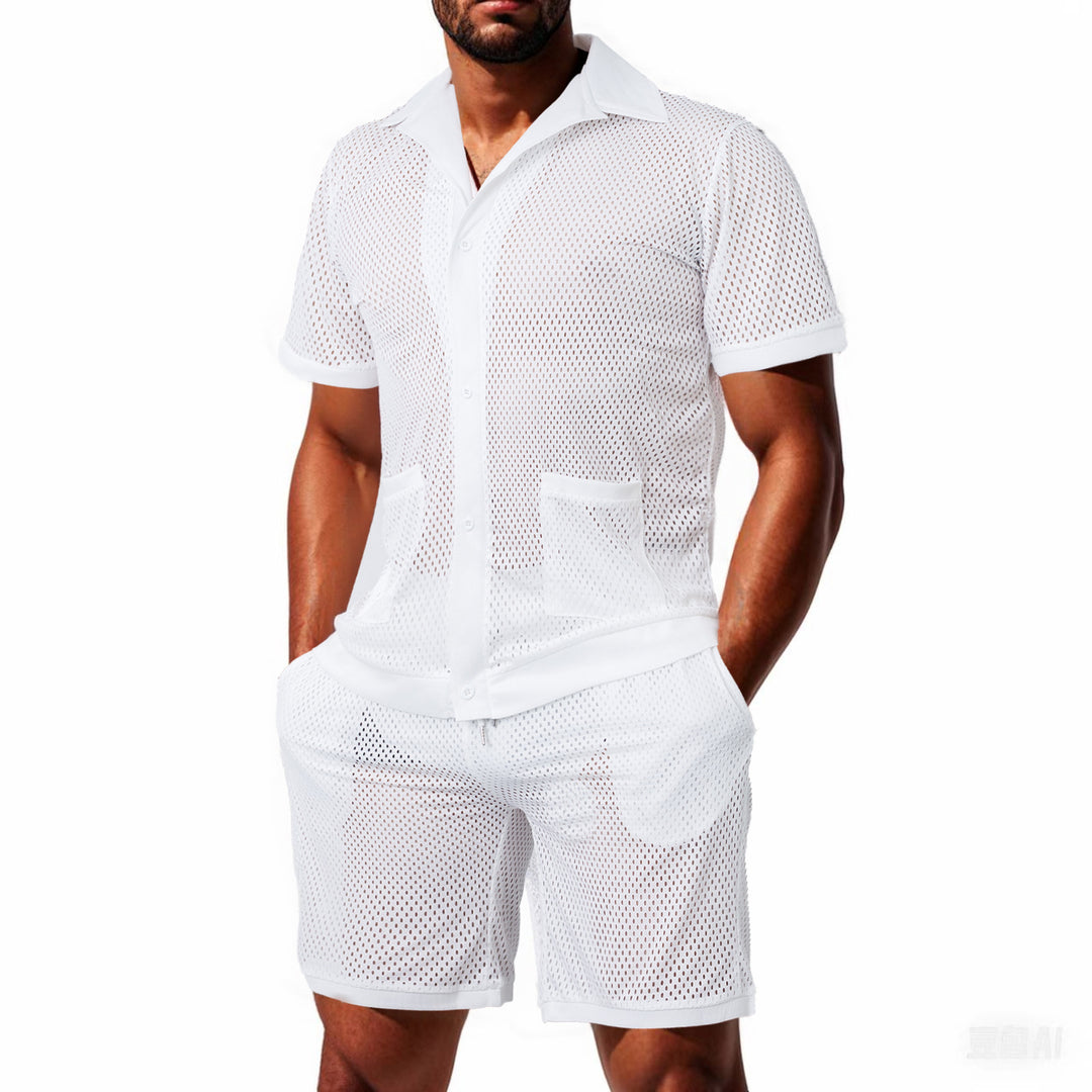 Herren leichter Mesh-Sommeranzug mit praktischen Taschen und atmungsaktivem Design Echoarchiv
