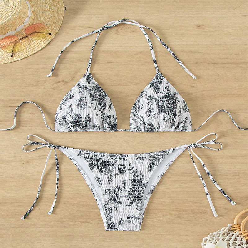 Damen Triangel-Bikini-Set mit floralem Muster und verstellbaren Trägern Echo Archiv