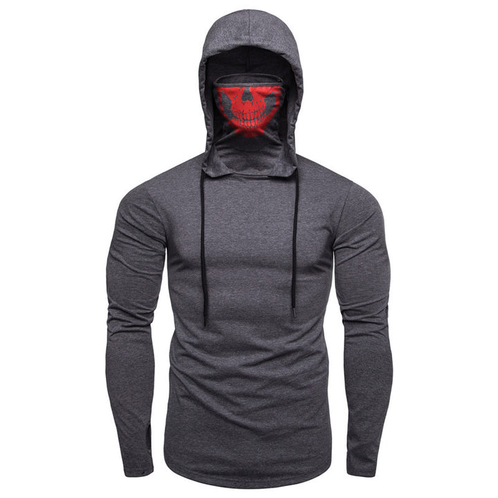 Herren Slim-Fit Kapuzenpullover mit integrierter Totenkopf-Gesichtsmaske Echo Archiv