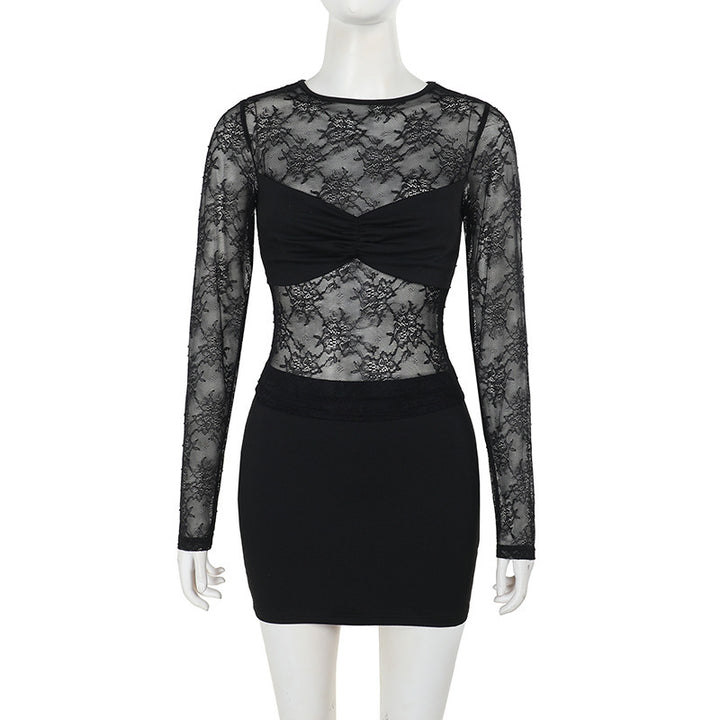 Damen Spitzenkleid mit transparentem Oberteil und figurformendem Design Echo Archiv