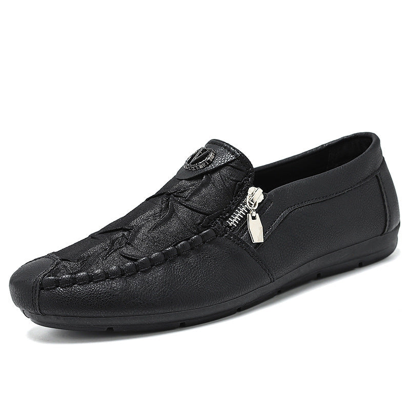 Herren elegante Lederoptik Slipper mit Zierreißverschluss, handgenähter Mokassinnaht und flexibler Komfortsohle Echo Archiv