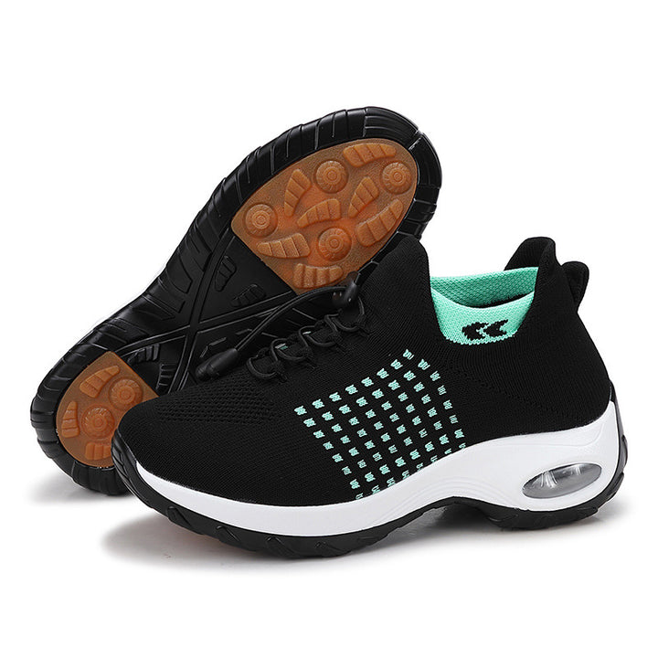 Damen nan atmungsaktive gestrickte Plateausneaker mit Luftkissenfederung und elastischem Schaft Echo Archiv