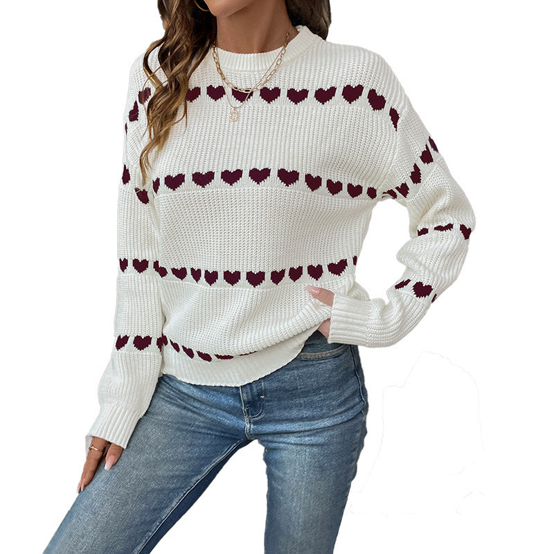 Damen Kuscheliger Strickpullover mit Herzmuster Echo Archiv