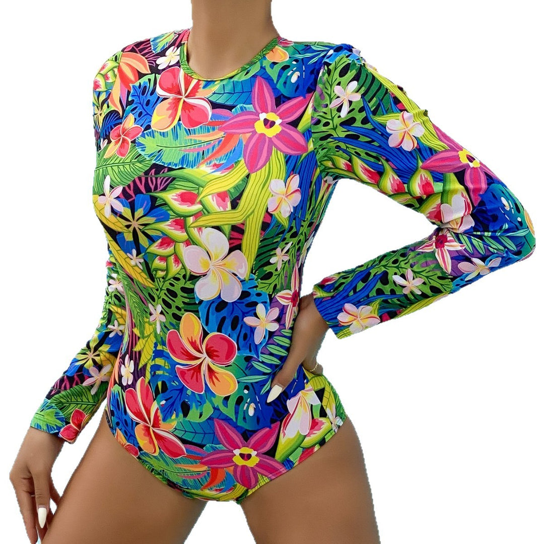Damen Langarm Schwimmanzug mit floralem Design Echo Archiv