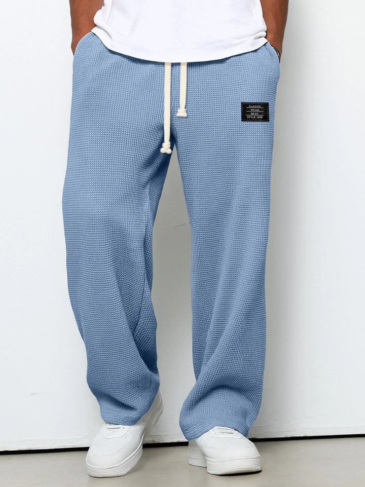 Herren nan lässige Waffelstrick Loungehose mit Kordelzug und geradem Schnitt Echo Archiv