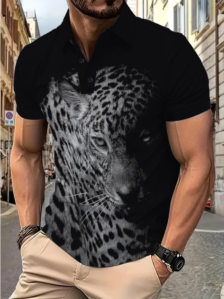 Herren Poloshirt mit kunstvollem Tiermotiv Echoarchiv