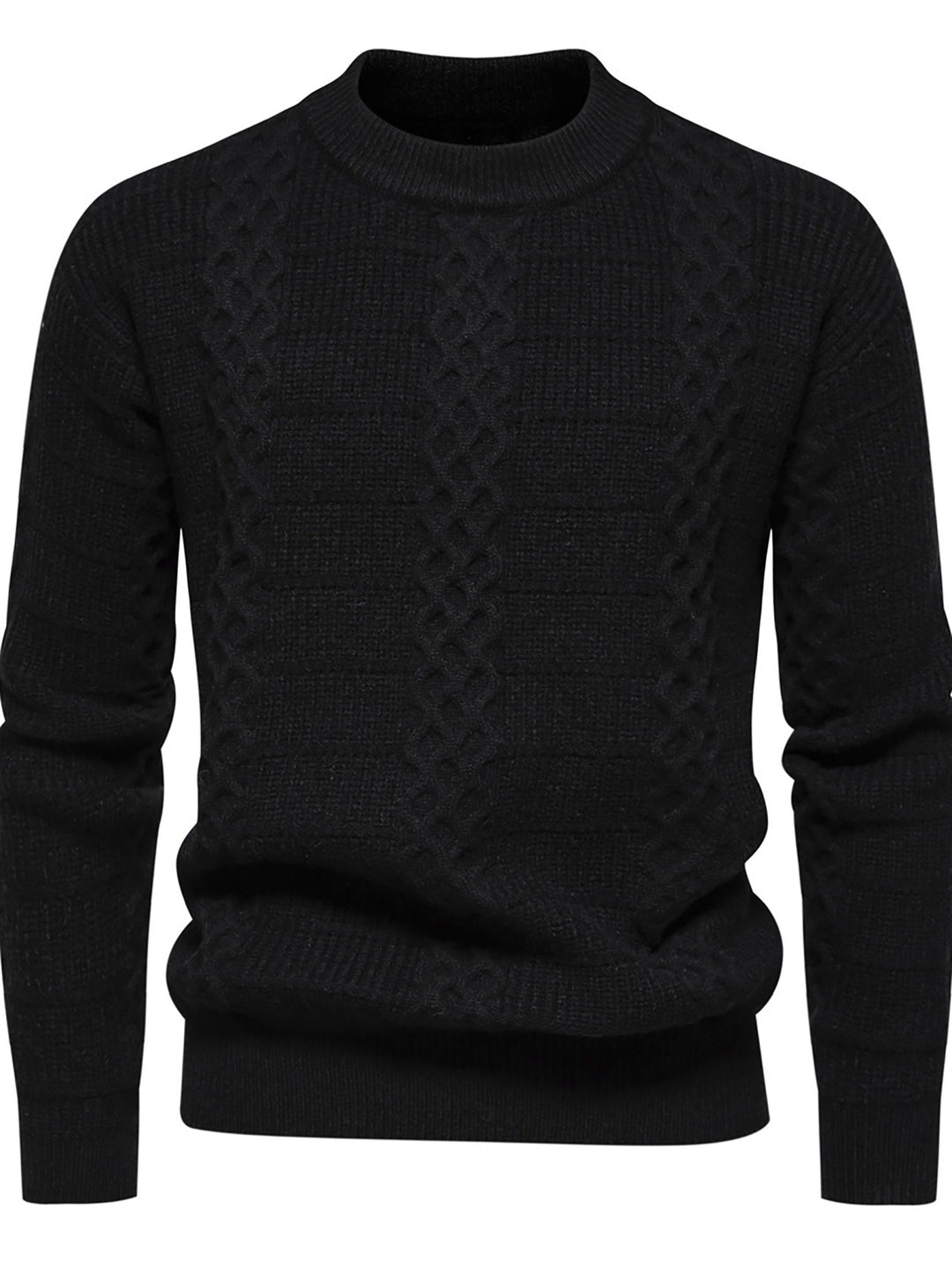 Herren Strukturierter Strickpullover mit hohem Kragen Echoarchiv