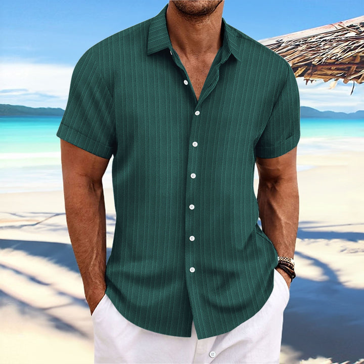 Herren Kurzarm gestreiftes lässiges Button-Up Hemd Echoarchiv