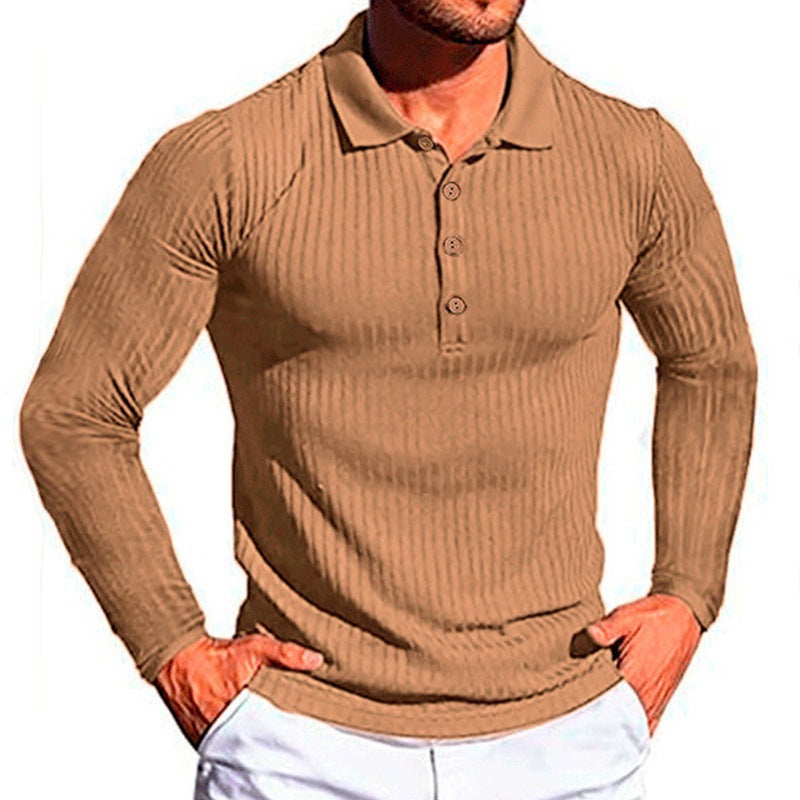Herren Langarm Poloshirt mit strukturiertem Design Echoarchiv