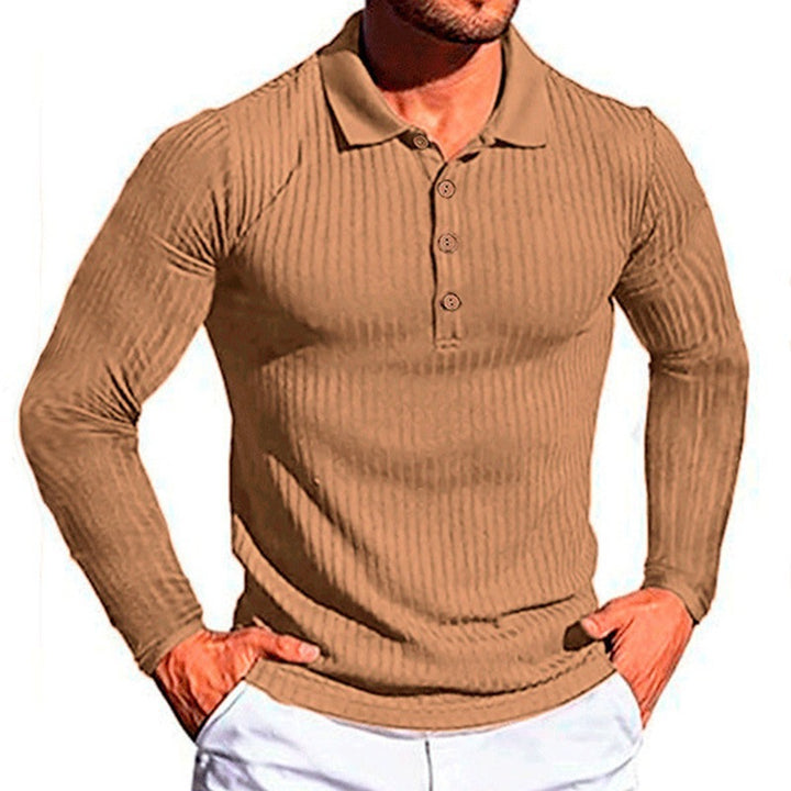 Herren Langarm Poloshirt mit strukturiertem Design Echoarchiv