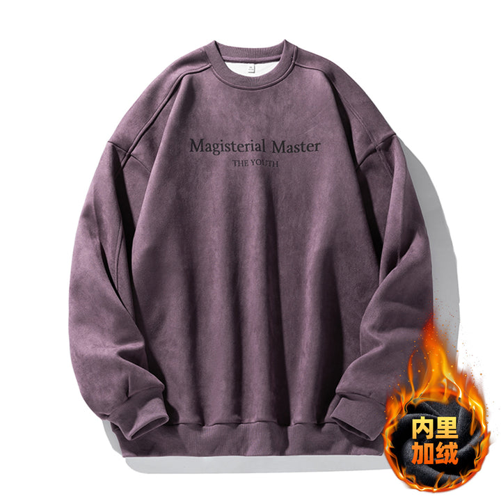 Unisex Oversize Velours-Sweatshirt mit Rundhalsausschnitt und dezenter Script-Prägung Echo Archiv