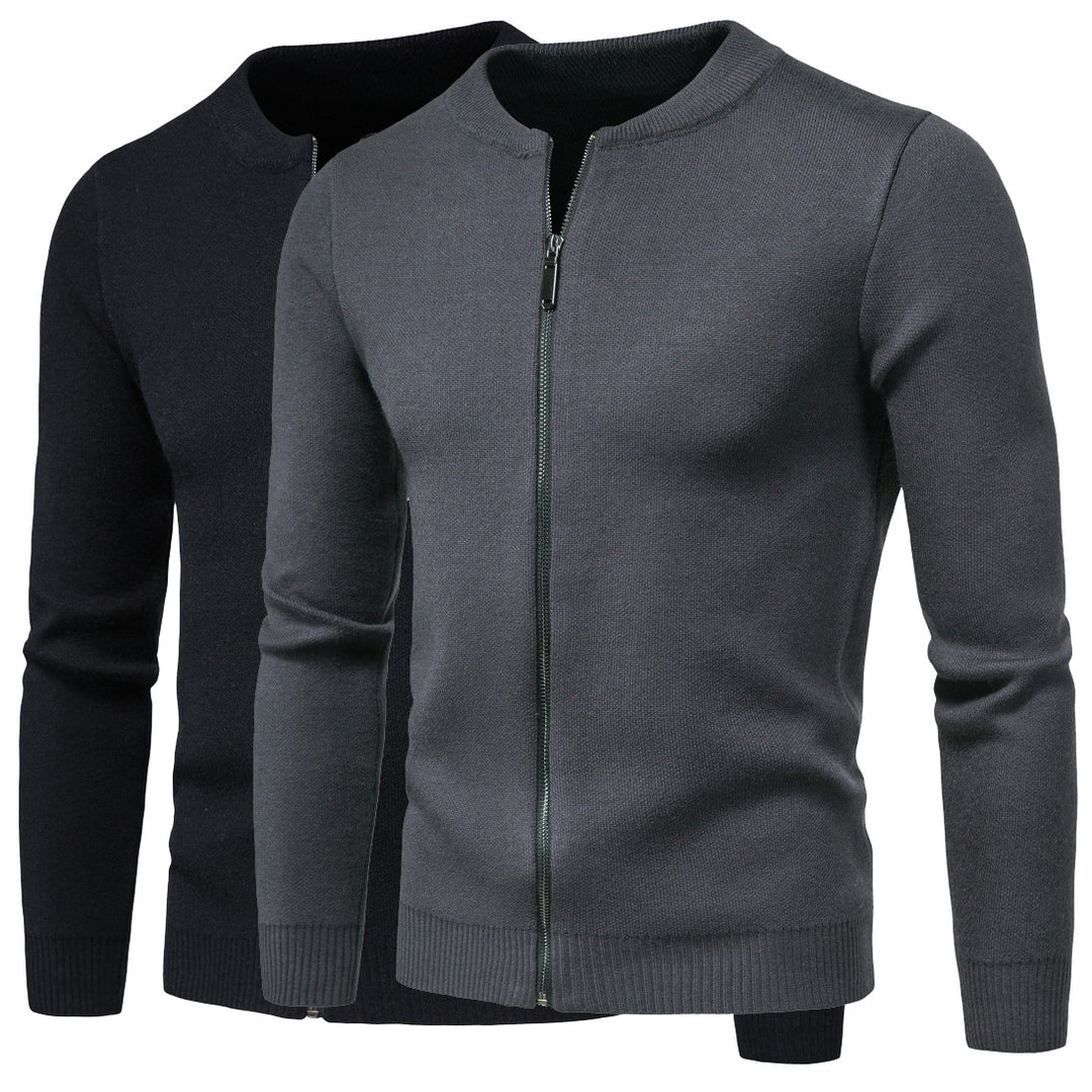 Herren stylische Strickjacke mit modernem Zipper und hohem Kragen Echoarchiv