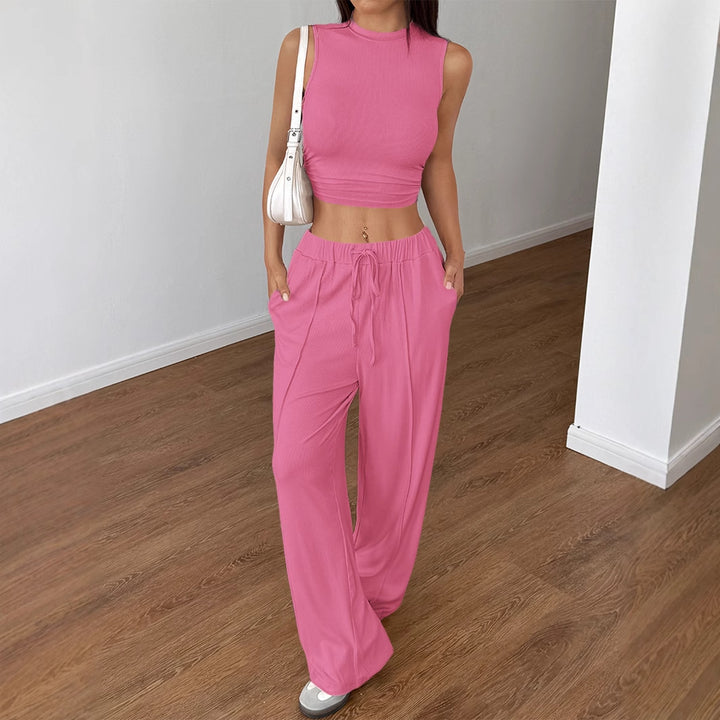 Damen Modisches Crop-Top mit lockerer Hose Echo Archiv