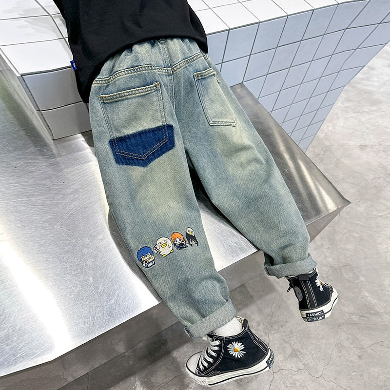 Jungen lässige Denim-Hose mit bunten Motiven Echo Archiv
