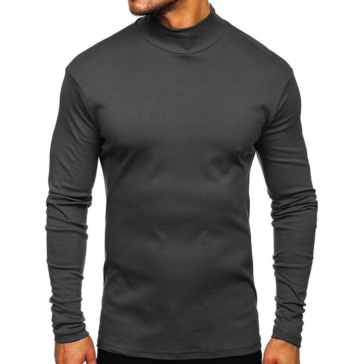 Herren langärmliges T-Shirt mit hohem Kragen und funktionalem Design Echoarchiv