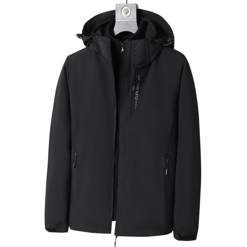 Herren Wind- und wasserabweisende Kapuzenjacke mit ergonomischem Schnitt und verdecktem Reißverschluss Echo Archiv